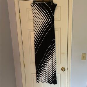 White House Black Market Geometric Black and White Maxi Dress